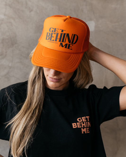 Get Behind Me Orange Trucker Hat